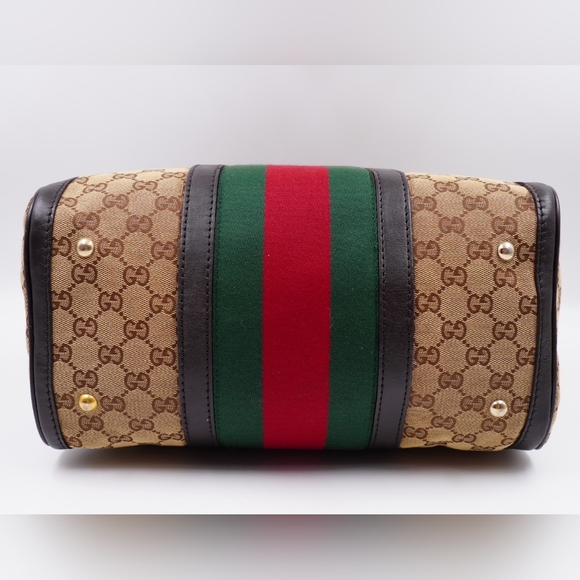BA04❤️ Gucci GG Monogram Web Boston Bag - Picture 10 of 15